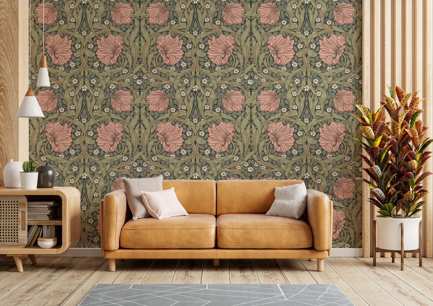 Vintage-inspired pimpernel wallpaper for living rooms

