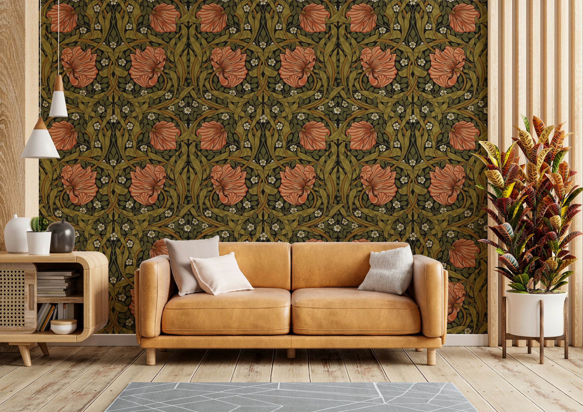 Classic floral wallpaper featuring pimpernel flowers

