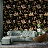Peel and stick wallpaper with vintage rose design

