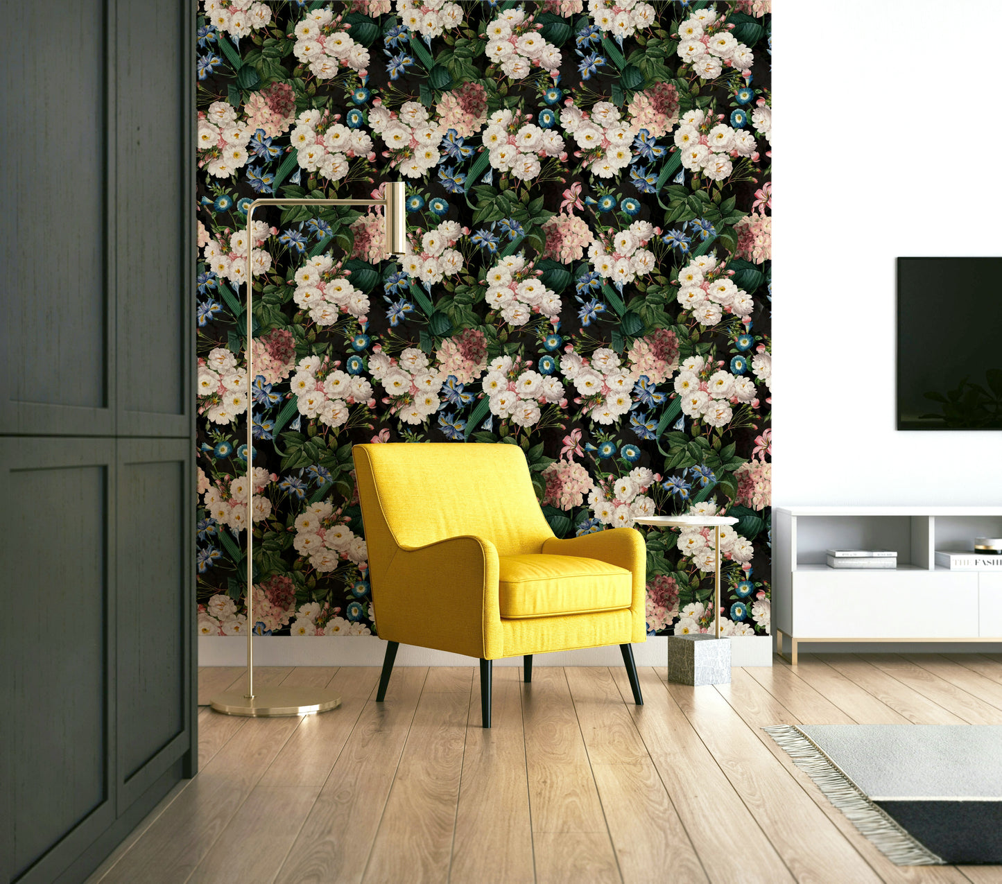 Botanical night garden mural wallpaper for walls

