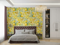 Elegant golden hour rose mural for living room walls

