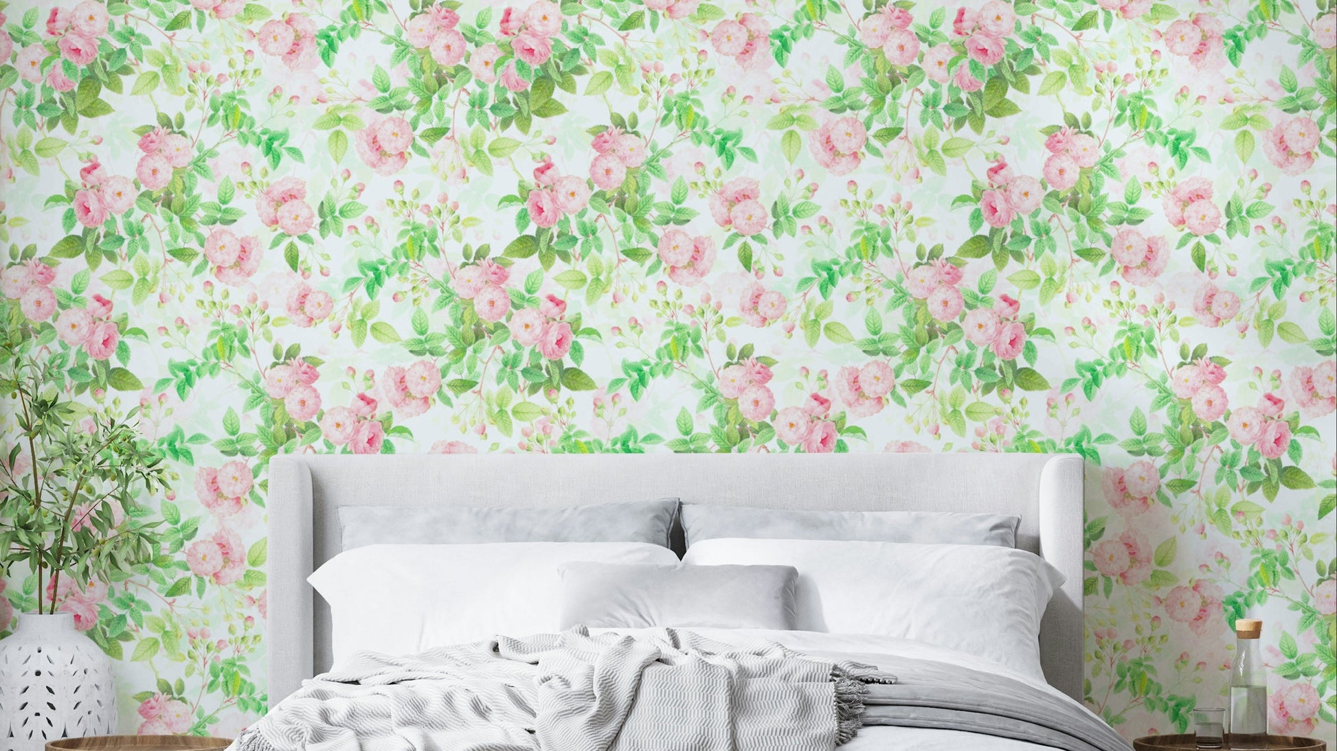 Soft pink rose watercolor wall mural

