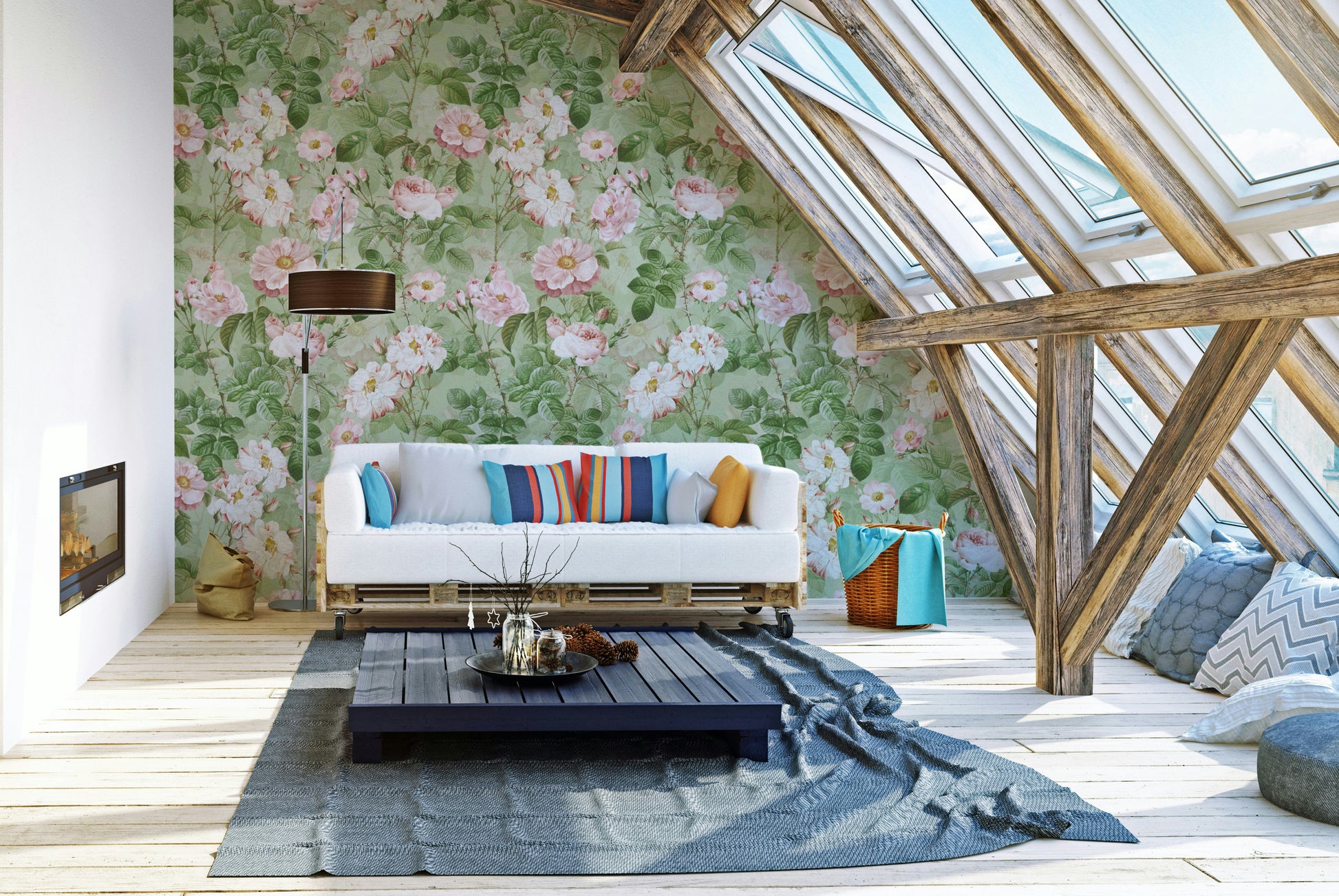 Romantic floral wallpaper for bedroom


