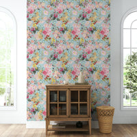 Timeless floral wallpaper with soft green hues

