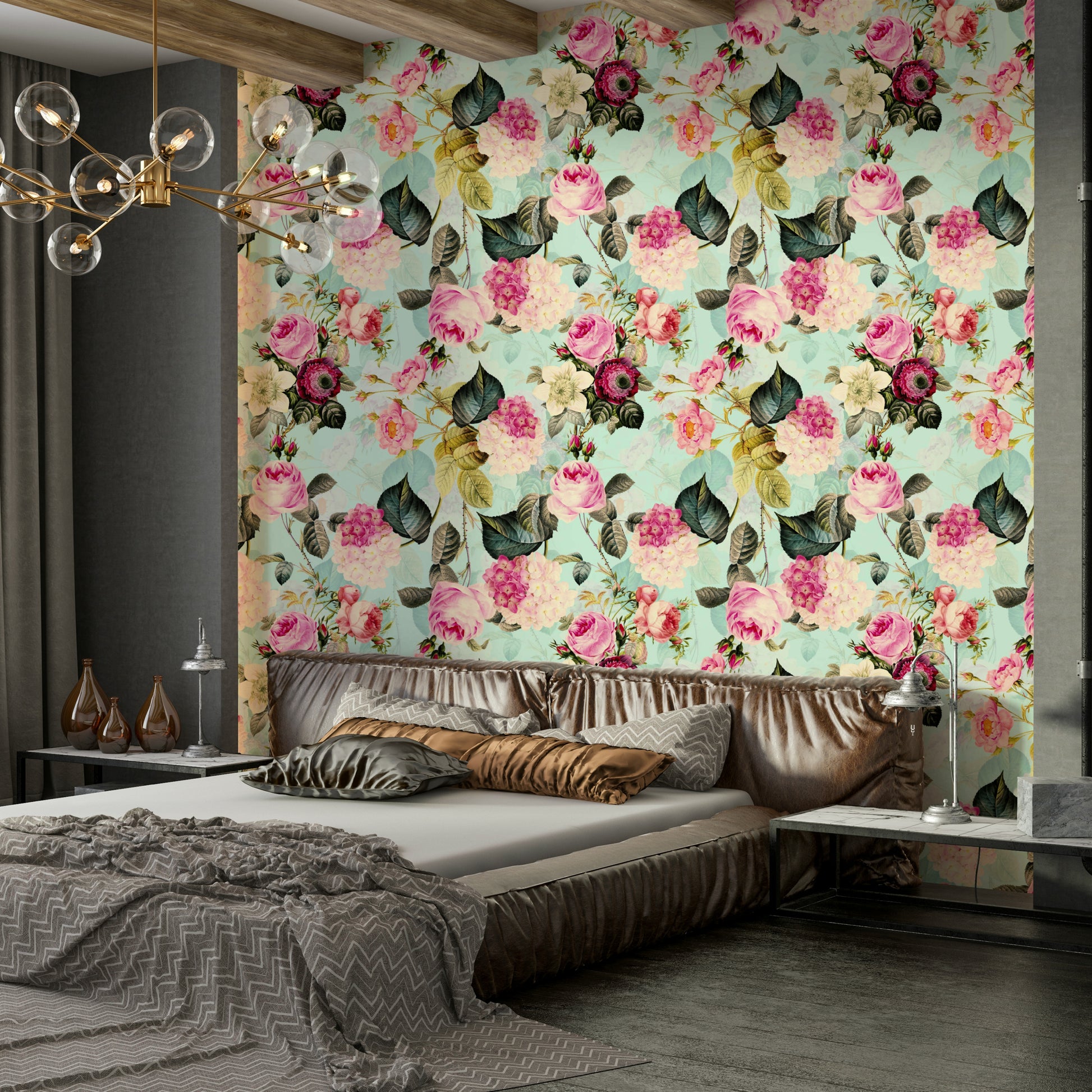 Romantic wallpaper featuring soft vintage roses


