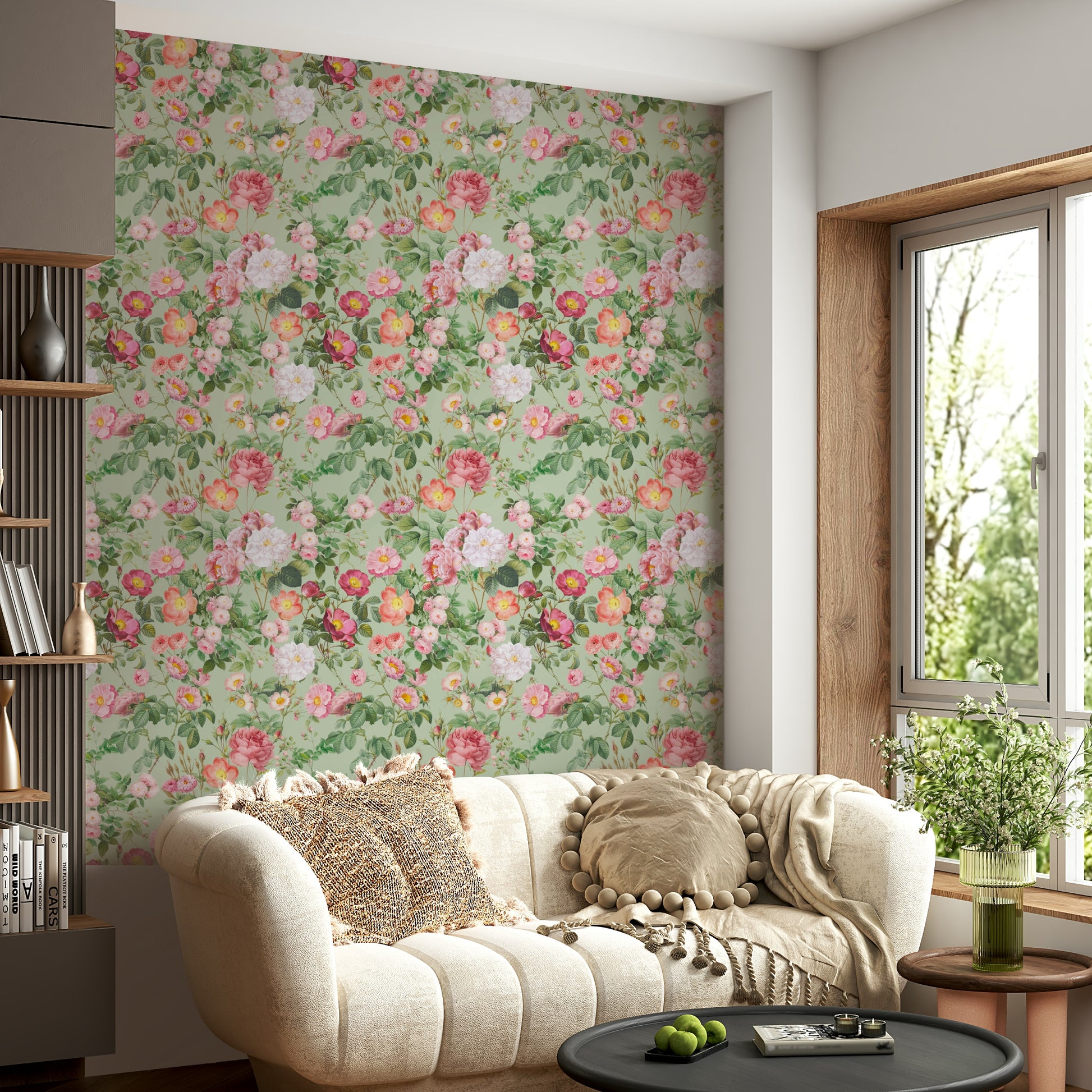 Pastel Paradise Roses wall mural featuring delicate blooms and calming hues.

