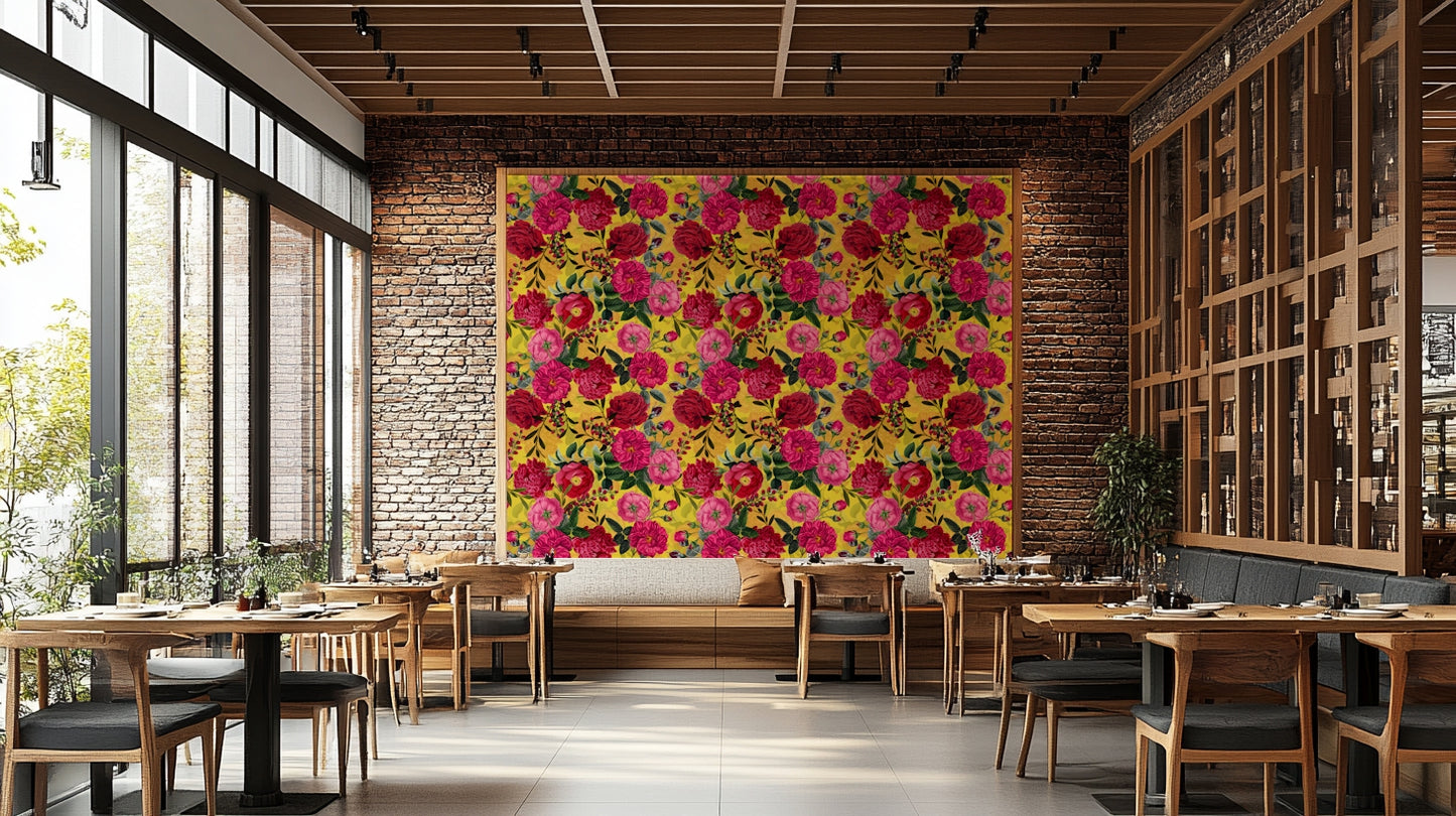 Vibrant vintage rose wallpaper bringing a burst of color to your space.

