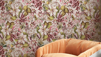 Timeless floral wallpaper with vintage botanical designs and muted colors.

