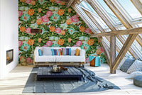 Calming wallpaper mural with water lilies and a gentle, serene color palette.

