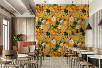 Bold citrus floral wallpaper for bright and lively home decor

