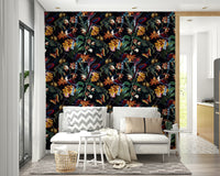 Bold tropical wallpaper with deep blues and purples for a night effect

