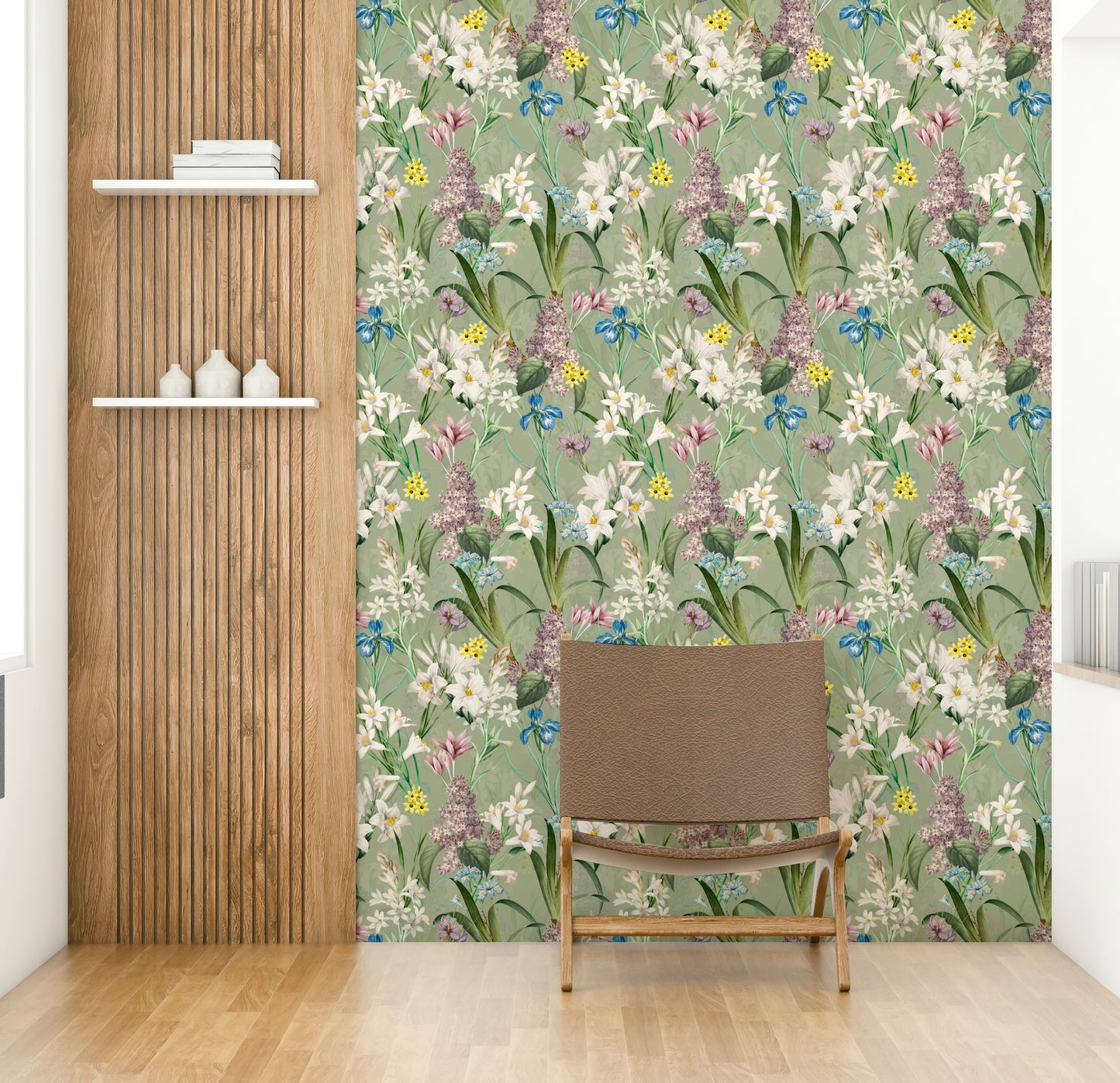 Traditional English garden-themed wallpaper for refined spaces

