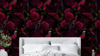 Timeless, dark floral wallpaper bringing a sense of mystery indoors

