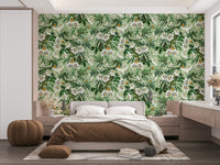 Bold tropical wallpaper with vivid passionflowers and lush leaves.

