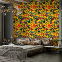Dynamic and vibrant wallpaper featuring detailed botanical elements.

