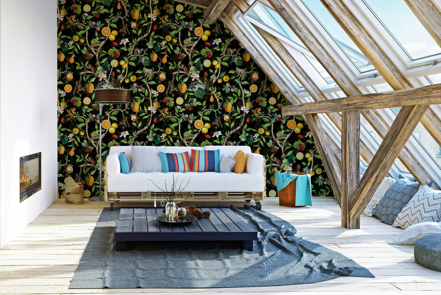 Vibrant and playful primate wallpaper for lively, exotic interiors.


