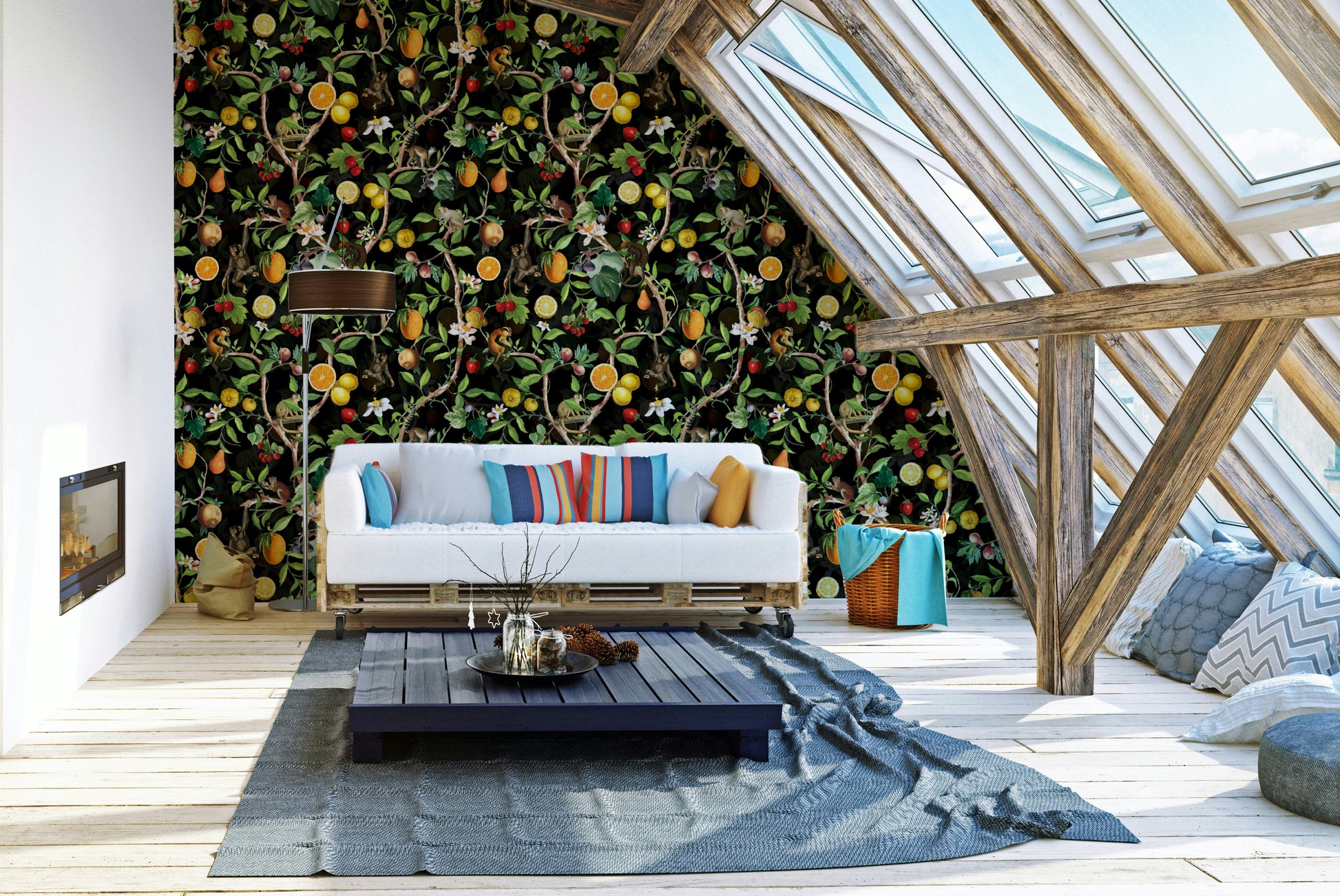 Vibrant and playful primate wallpaper for lively, exotic interiors.

