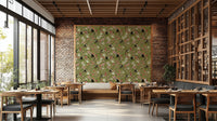 Tropical wallpaper featuring delicate floral accents and lush foliage.

