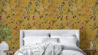 Whispers of Chinoiserie Wallpaper with floral vines and butterflies.

