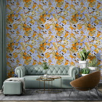 Fresh citrus wallpaper with yellow fruit and lush greenery.

