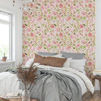Secret garden-inspired wallpaper with gentle colors and nature motifs.


