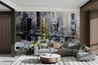 New York City collage mural in modern street style

