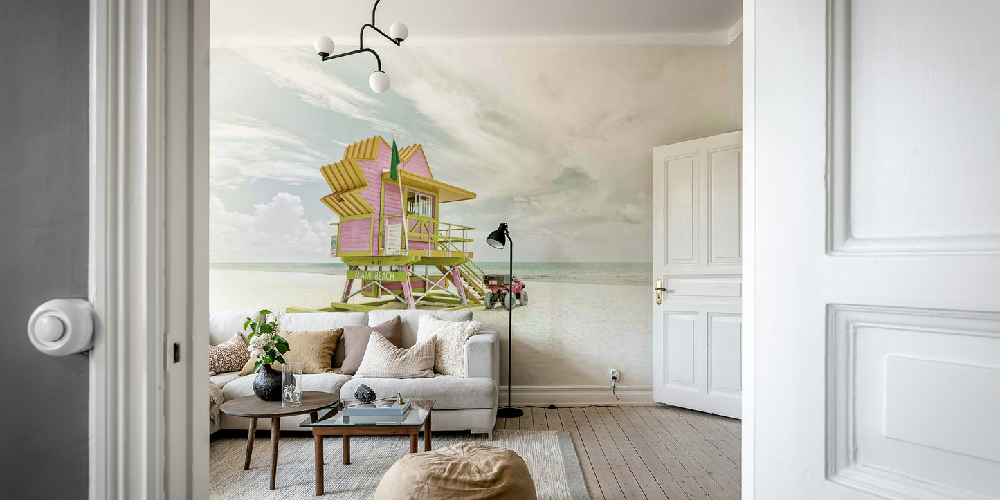 MIAMI BEACH Florida mural for walls with vibrant, vintage design.

