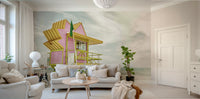 Sunny Miami Beach mural for creating a retro coastal atmosphere.

