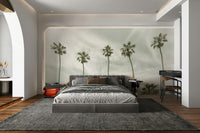Coastal palm tree mural in vintage design for relaxed interiors.

