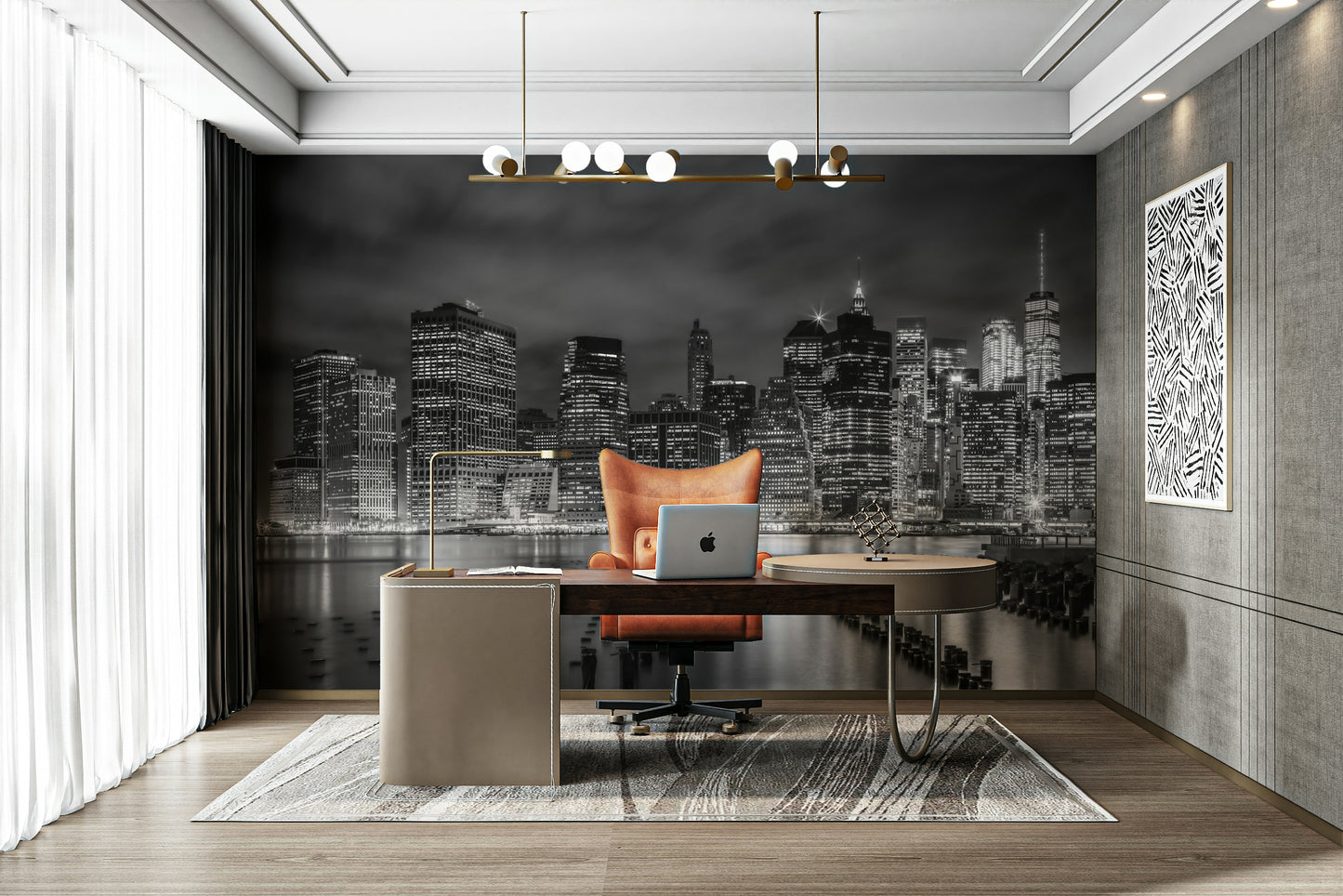 NEW YORK CITY Monochrome Night Impressions  Wall Mural