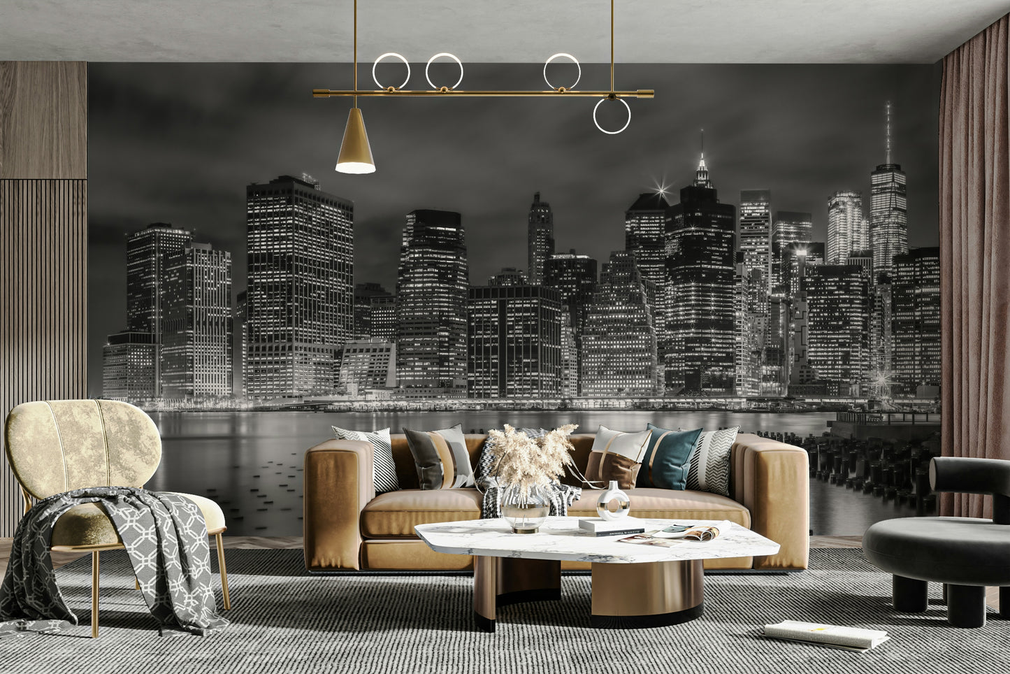 NEW YORK CITY Monochrome Night Impressions  Wall Mural