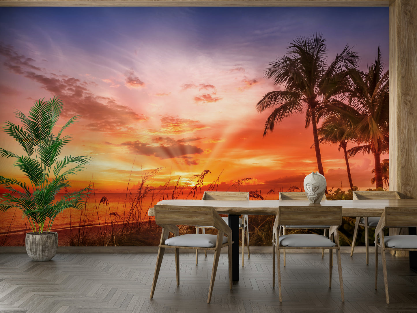 Bonita Beach Sunset Wall Mural with vibrant sky

