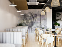 Paris mural with iconic Eiffel Tower and whimsical carousel

