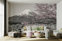 Springtime wall art with Mount Fuji in colorkey effect

