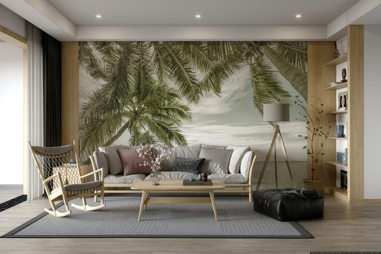 Florida beach scene mural in nostalgic poster style

