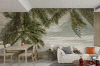 Vintage-style ocean view wallpaper for sunny rooms

