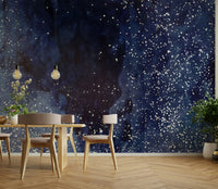 Cobalt Galaxy Wall Mural with deep blue starry sky design.

