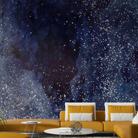 Starry cobalt galaxy mural for adding a touch of elegance to any room.

