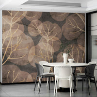Warm sepia leaf mural wallpaper to add calm to any room.

