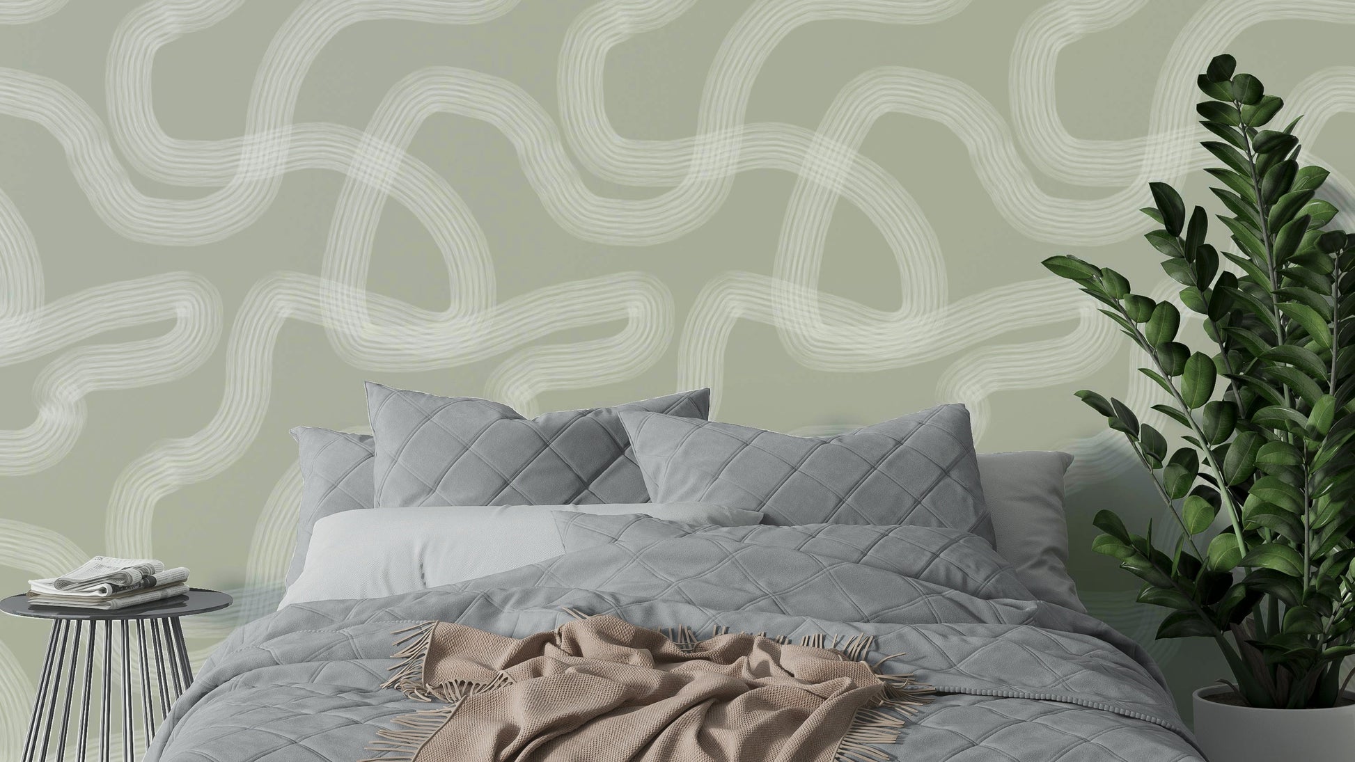 Zen Garden Greish wallpaper in greige tones

