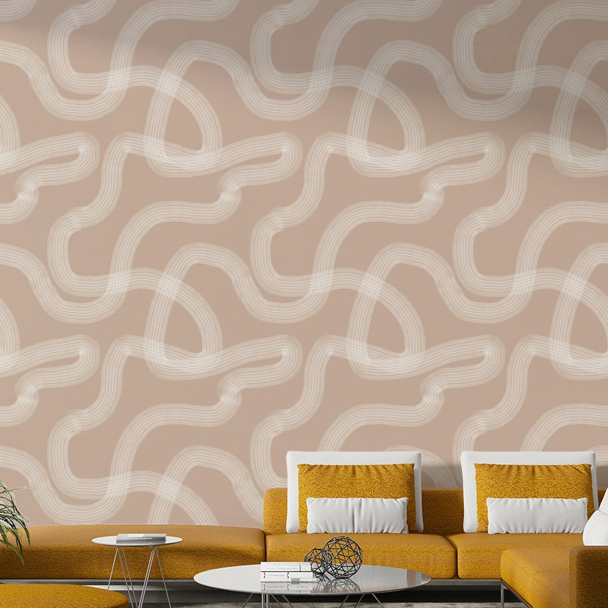 Peaceful wall mural with soft wave patterns

