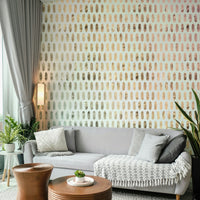 Floating iridescent oval design wall mural for modern rooms.

