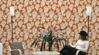 Mediterranean Vineyard Terracotta Wallpaper with grapevine design.

