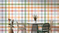 Spring Summer Gingham Geometric Countryside Wallpaper with pastel-colored gingham.

