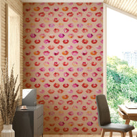 Sweet Pink Lips Kisses Love Wallpaper with playful lip prints.

