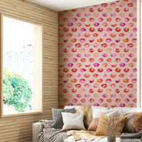 Scattered pink lip marks in various shades for stylish interiors.

