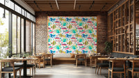 Hawaiian ocean wallpaper with playful fish in bright colors.

