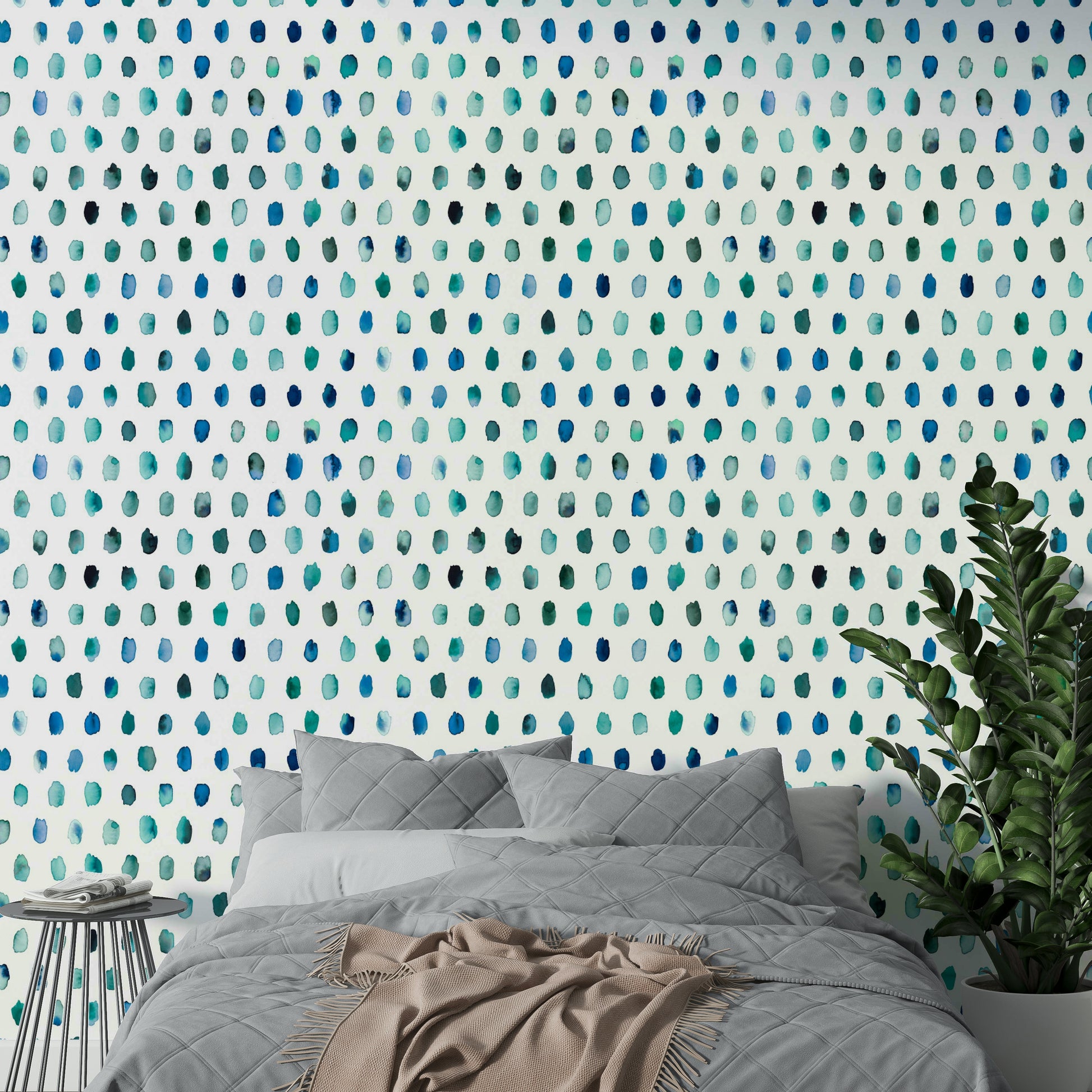 Soft, artistic dot mural ideal for bedrooms and nurseries.


