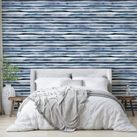 Soft, artistic striped wallpaper for a calm and modern space.


