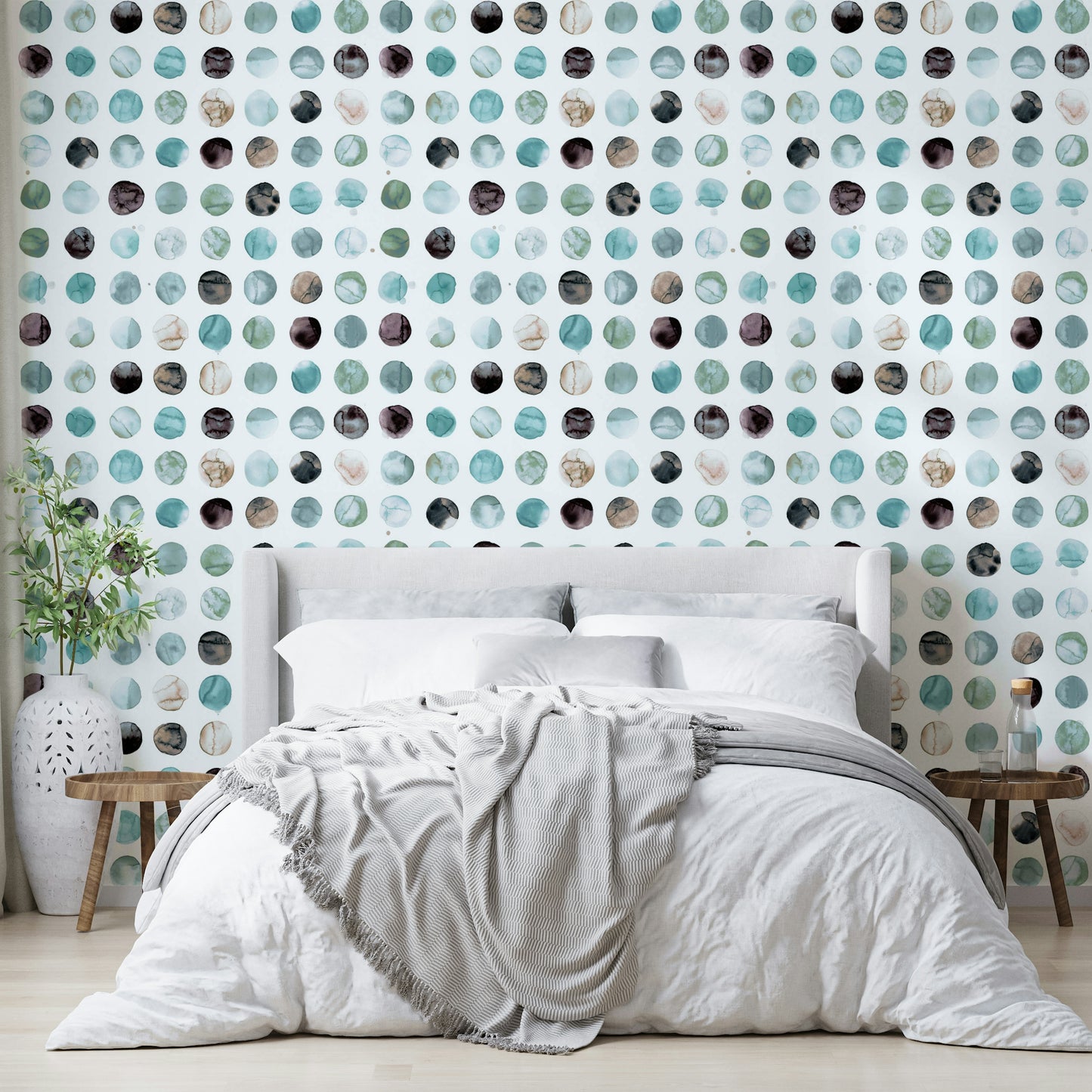 Blue dot pattern wallpaper with a calm, natural feel.


